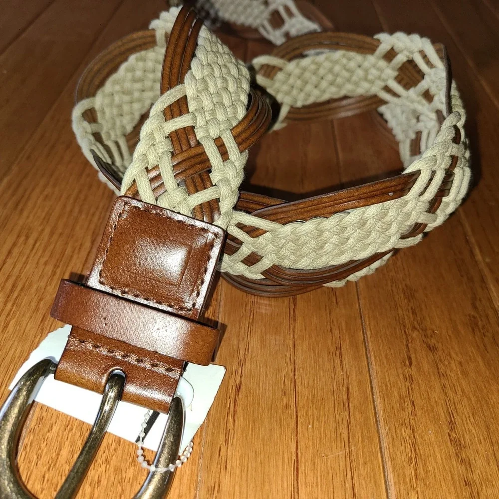 NWT Faded Glory Two Tone Adjustable Woven Belt Western Country Farmwear